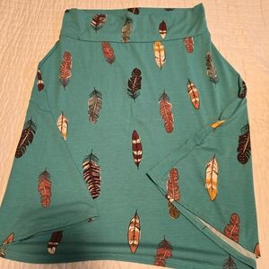 LuLaRoe Azure Skirt – Women’s 2XL – Teal Feather Print – Like New